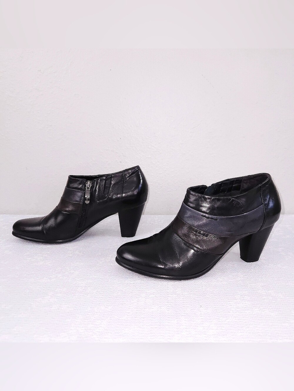Regarde Le Ciel Booties Patchwork Leather Heeled Ankle Boots EU 40